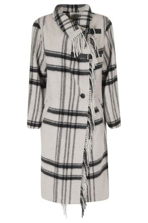 Isabel Marant Ecru Black Gihan GC Embroidered Wool-Blend Coat