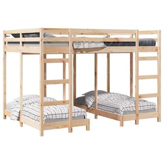 vidaXL Struttura Letto A Castello Triplo Marrone 140 X 200 Cm Vidaxl