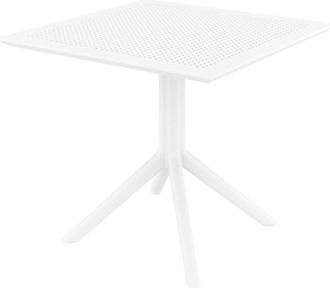 Clp Mesa cuadrada de exterior para 4 personas en Plástico Blanco