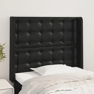 vidaXL Cabecero Con Orejas De Cuero Sint&eacute;tico Negro 93x16x118/128 Cm Vidaxl