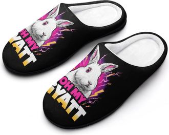 Generic Bunny Rabbits Thunder Oh My Gyatt Slippers Men Winter Warm Cotton Anti-Slip Indoor Slip-Ons House Shoes