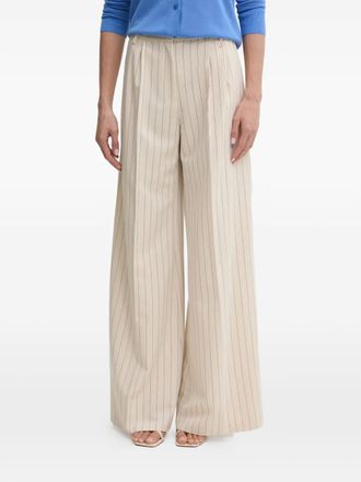 Fracomina Pantaloni crop gessati a gamba ampia - Toni neutri