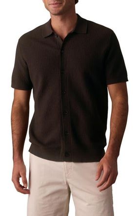 The Normal Brand BreezeKnit Short Sleeve Button-Up Shirt in Dark Brown at Nordstrom, Size Xx-Large
