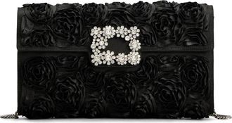Roger Vivier Envelope Flap Rose Flower Buckle - Dames - Schoudertassen - Zwart - ONE Size - Satijn - Tassen
