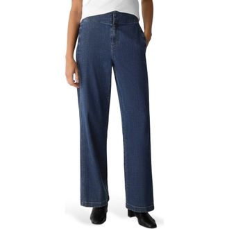 Eileen Fisher Wide Leg Denim Pants in Medium Indigo at Nordstrom, Size Xx-Small