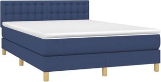 vidaXL Vidaxl - Cama Box Spring Con Colch&oacute;n Y Led Tela Azul 140x200 Cm