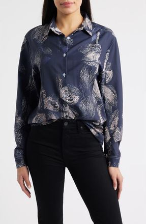 Nikki Lund Chiara Button-Up Shirt in Black at Nordstrom, Size X-Large