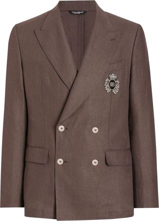 Dolce & Gabbana crest-appliqué blazer - Brown