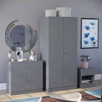 Home Discount Vida Designs Riano Trio Bedroom Set 3 Piece Storage Furniture in Grey