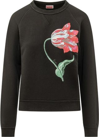 Kenzo Tulip Sweatshirt - Dames - Sweatshirts - Zwart - S - Katoen - Hoodies & sweatvesten