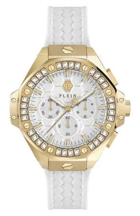 Philipp Plein Royal Chronograph Silicone Strap Watch, 42mm in Ip Yellow Gold at Nordstrom