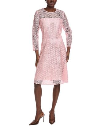 Akris Logo Lace Silk-Lined Midi Dress