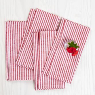 Solino Home Linen Dinner Napkins - Narrow Stripe, 20 x 20 in Red And White at Nordstrom, Size Large