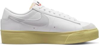 Nike Womens Blazer Low Platform Sneakers In White/ Lemon Wash