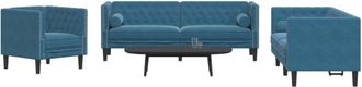 vidaXL Vidaxl - Set De Sof&aacute;s Chesterfield Con Cojines 3 Piezas Terciopelo Azul