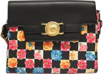 Versace Kelly Black Leather Shoulder Bag (Pre-Owned)