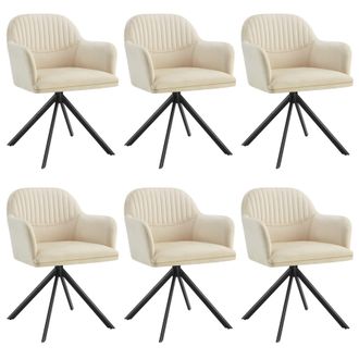 TecTake Armchair Lona Set Of 6 - Cream/Black in Cream | Size: 6 Pack