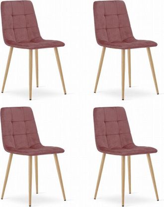 OEM Silla Kara - Terciopelo Rosa / Patas Color Madera X 4