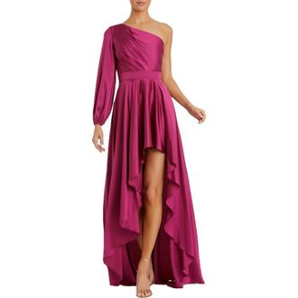 Mac Duggal High Low One Shoulder Flowy Gown in Berry at Nordstrom, Size 0