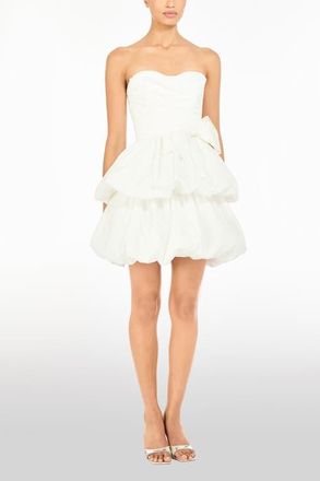 Jenny Packham Elaine Bow Tiered Mini Dress in Ivory at Nordstrom, Size 12 Uk