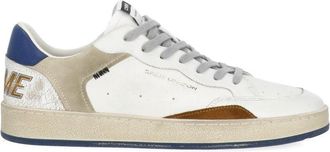 Crime London White Chelsea Used Effect Leather Sneakers