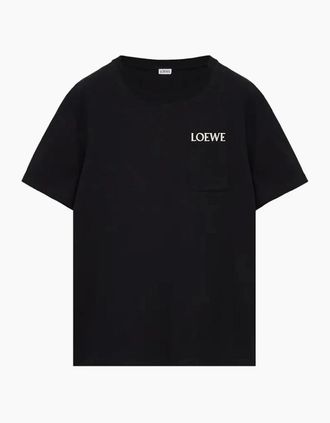 Loewe Mens Loewe Pocket Embroidered Logo T-Shirt Black - Size: 36