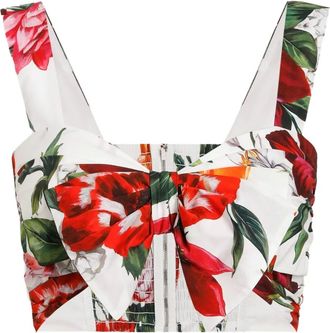 Dolce & Gabbana Top corto a fiori - Bianco
