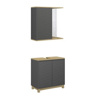 Vicco Conjunto De Muebles De Ba&ntilde;o Livia, Antracita/roble, 2 Partes