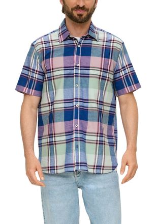 s.Oliver Kurzarmhemd S.OLIVER, Herren, Gr. 3XL, N-Gr, rot, Obermaterial: 70% Baumwolle, 30% Leinen, kariert, regular fit taillenbedeckt, ohne Ausschnitt, Hemde