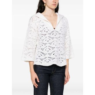 Tabaroni Cashmere White Knit Collared T-shirts and Polos