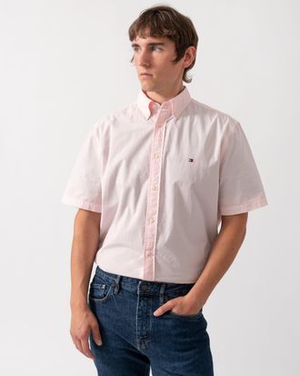 Tommy Hilfiger Mens Short Sleeve Shirt in Pink Cotton - Size X-Large