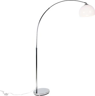 QAZQA Moderno L&aacute;mpara De Arco Inteligente Cromada Con Pantalla Blanca Incl. Wifi A60 - Arc Basic Acero /pl&aacute;stico Redonda /alargada Adecuado Para Led Max. 1 