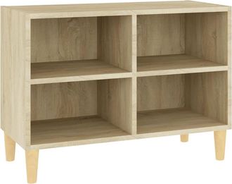 vidaXL Vidaxl - Mueble De Tv Patas De Madera Maciza Roble Sonoma 69,5x30x50cm