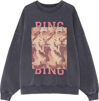 Anine Bing Faded Black Sweatshirt with Vintage Tiger Graphic