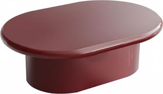 Oviala Mesa de centro ovalada de 100 x 70 cm en MDF lacado en burdeos