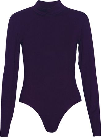 Purple Hanger Womens Polo High Turtle Neck Ladies Long Sleeve Stretch Popper Stud Fastening Leotard Bodysuit T-Shirt Top Purple Size 12 - 14 (M/L)