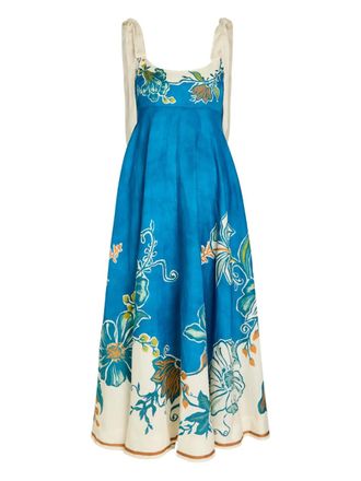 Alemais Luda floral-print maxi dress - women - Linen/Flax - 10 - Blue