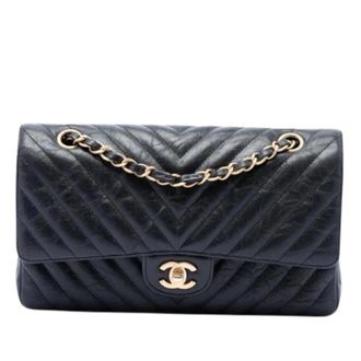 Chanel Pre-owned Vintage Quilted Double Flap Shoulder Bag - Dames - Pre-owned - Zwart - Maat: ONE Size Leer
