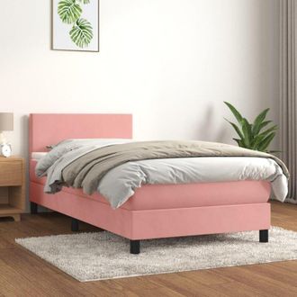 vidaXL Cama Box Spring Con Colch&oacute;n Terciopelo Rosa 80x200 Cm Vidaxl