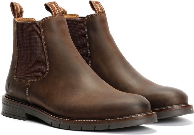 Harbour Leather Mens Dark Brown Chelsea Boots - UK 10