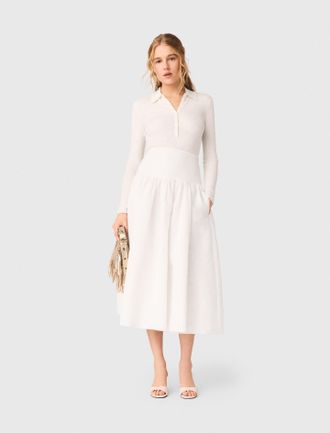 Maje Long Taffeta Skirt - White - Maje