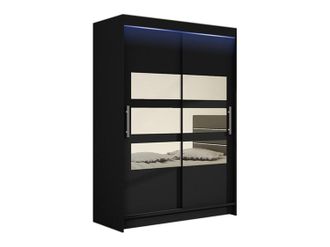 Mirjan24 Armario Closico Pacron V, Negro, 200x120x58cm, Puertas De Armario: Correderas, N&uacute;mero De Estantes: 5, Led
