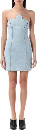 Coperni Blauwe Kroon Denim Mini Jurk - Dames - Korte kleedjes - Blauw - M - Denim - Kleedjes