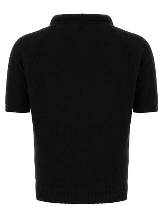 Maryya Boucl&eacute; Cotton Polo Shirt - Black