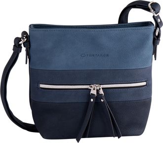 Tom Tailor Umh&auml;ngetasche TOM TAILOR Ellen, Damen, Gr. B/H/T: 25,5cm x 23,5cm x 5,5cm, blau, Polyurethan, colorblocking, gepflegt, kontrastfarbene Details, mehrfa