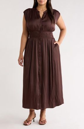 Nordstrom Smocked Waist Maxi Dress in Brown Roast at Nordstrom, Size 1 X
