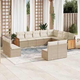 vidaXL Set De Sof&aacute;s De Jard&iacute;n 12 Pzas Y Cojines Rat&aacute;n Sint&eacute;tico Marr&oacute;n Vidaxl