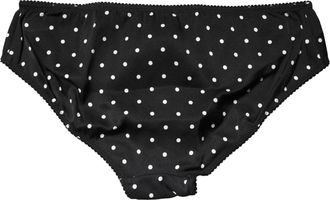 Dolce & Gabbana Womens Black Polka Dots Mid Waist Brief Panty Underwear And White Silk Elastane Clothing
