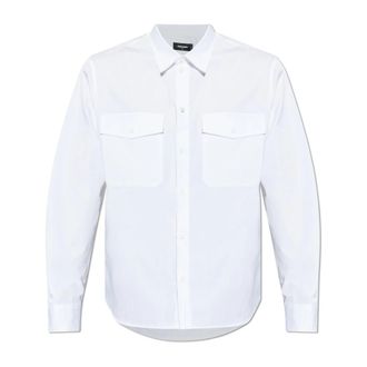 Dsquared2 Pocket Shirt - Heren - Zakelijke Overhemden - Wit - XL - Katoen - Overhemden
