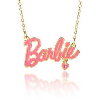 BARBIE 18k Yellow Gold Flash-Plated Necklace, 16+2 in Pink, Gold-Tone at Nordstrom